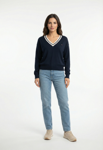 Sweat tommy jeans rlx v-neck c1g dark night navy