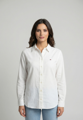 Chemisier tommy jeans rlx linen shirt ybl ecru