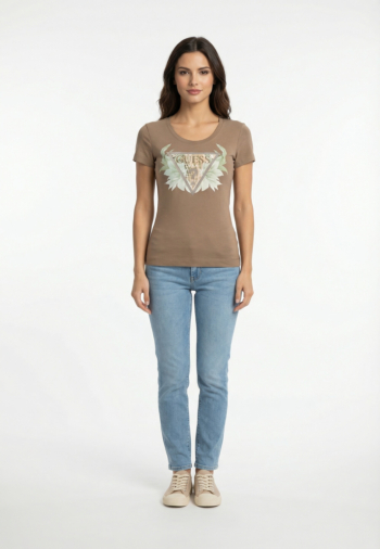 Tee shirt guess jeans flower g1ec walnut shell
