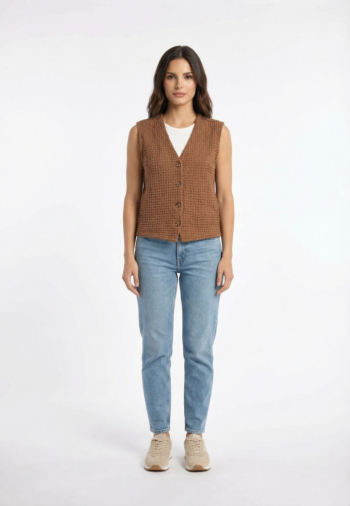 Gilets sans manche Le Temps Des Cerises tonya 8063  toffee