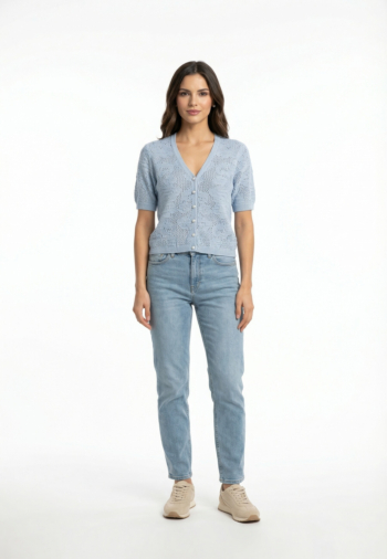 Gilets cardigans only chloe soft chambray melange/dtm button