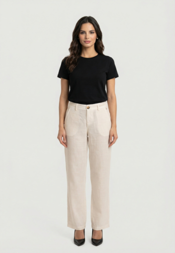 Pantalons freeman t. porter agatha plain linen lin24 f022 bright white