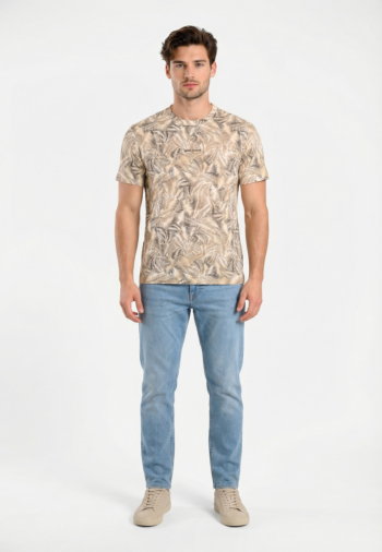 Tee shirt armani exchange xm002502 f1146 cream leaf allover b