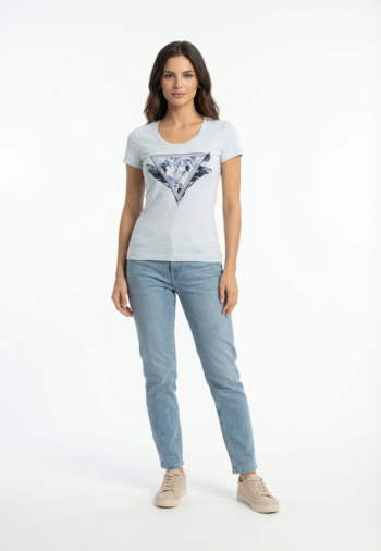 Tee shirt guess jeans feather a719 sky high