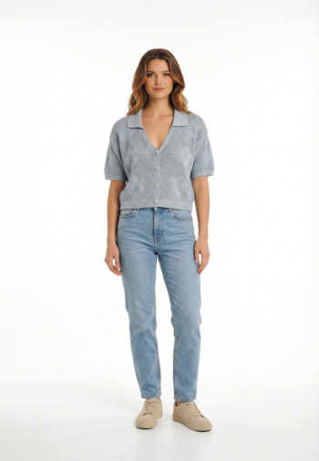 Gilets cardigans only celine soft chambray silver glitter/yarn cover button