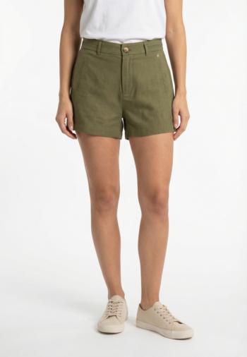 Short bermuda freeman t. porter flavie plain linen lin24 f1404 martini olive