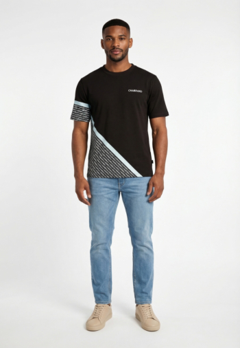 Tee shirt chabrand 63207 co179 noir bleu cendre