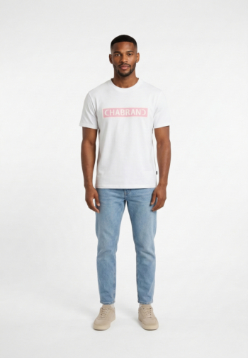 Tee shirt chabrand 63201 co806 blanc rose