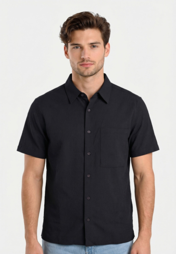 Chemise manches courtes calvin klein jeans solid seersucker cef dark sapphire