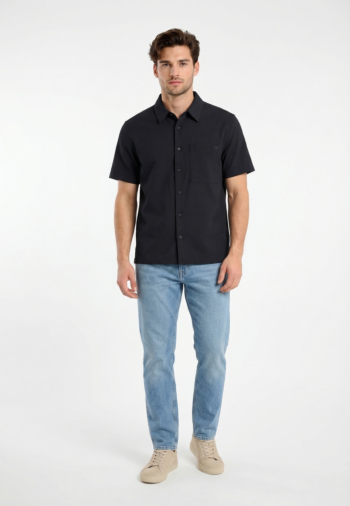 Chemise manches courtes calvin klein jeans solid seersucker cef dark sapphire