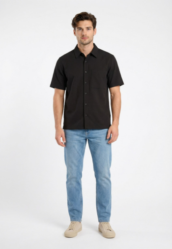 Chemise manches courtes calvin klein jeans solid seersucker ub1 black