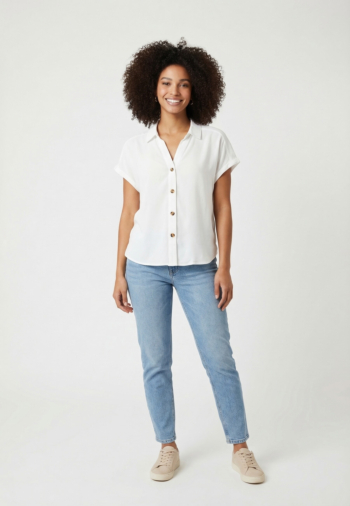 Chemisier manches courtes only gibsi-puori cloud dancer