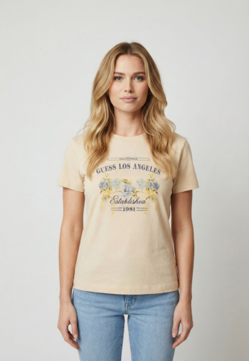 Tee shirt guess jeans flowers g1m5 pearl oyster
