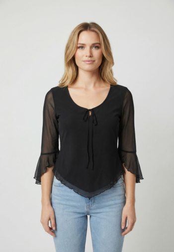 Tee shirt guess jeans serafina mesh jblk jet black a996