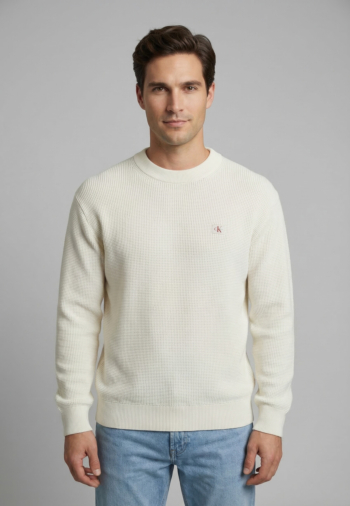Pull leger calvin klein jeans ez cotton waffle yas tofu