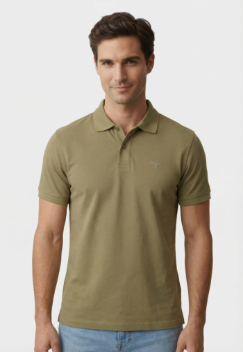 Polos barbour hylton interlock tailored fit polo shirt ol31 bleached olive
