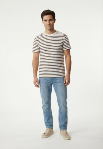 Tee shirt saint james plouider ii neige/expresso