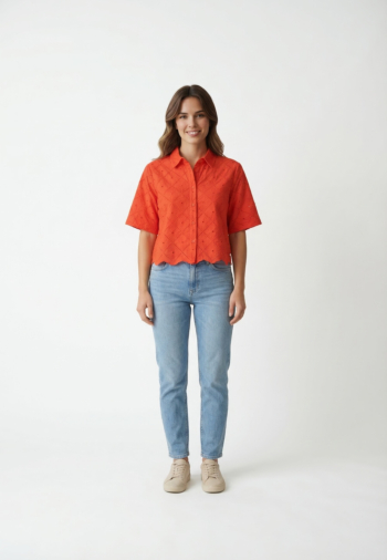 Chemisier manches courtes freeman t. porter choko beach lace co27 f1360 orange peel