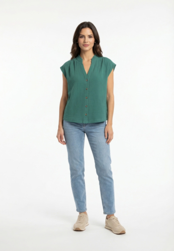 Chemisier manches courtes grace & mila wesra emeraude