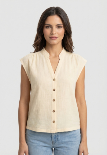 Chemisier manches courtes grace & mila wesra ecru
