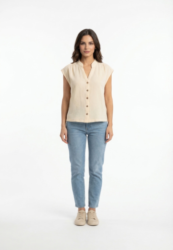 Chemisier manches courtes grace & mila wesra ecru