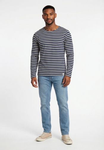Tee shirt manches longues superdry merchant stripe jkc navy stripe