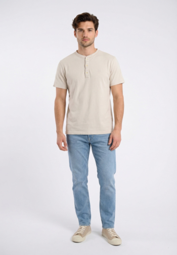 Tee shirt superdry classic cotton lin ss grandad k3u natural ecru