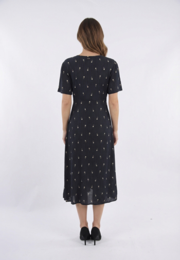 Robe superdry print button ss midi tea lo7 carnation navy ditsy stripe