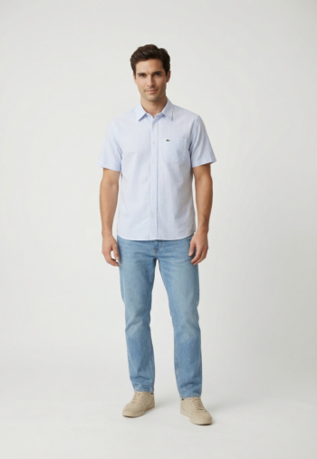 Chemise manches courtes lacoste ch5624 e7b panorama/blanc