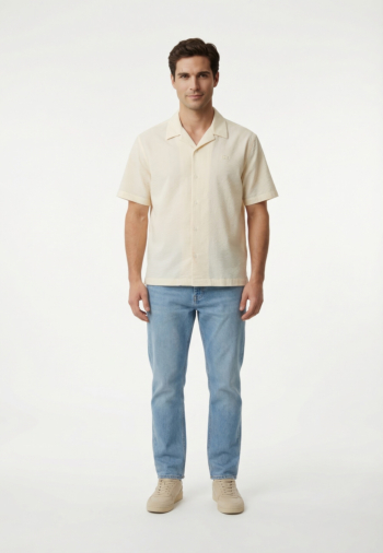 Chemise manches courtes lacoste ch2355 fm0 farine/naturel clair