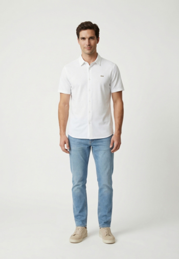 Chemise manches courtes lacoste ch2351 001 blanc