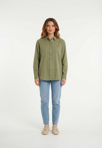 Chemisier tommy jeans rlx linen shirt l9p bay leaf