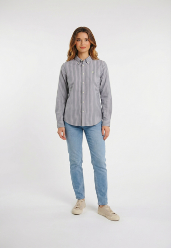 Chemisier superdry slim oxford bd k3l navy/preppy pink