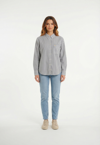 Chemisier superdry poplin relaxed 28s navy/white