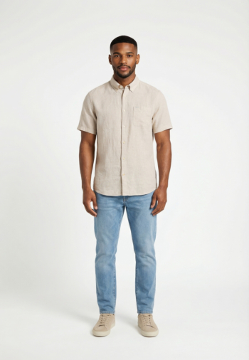 Chemise manches courtes barbour linton linen s/s tailored be12 mist