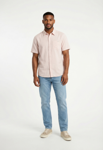 Chemise manches courtes calvin klein jeans solid causal line por prairie peach