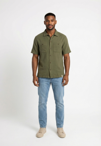 Chemise manches courtes superdry merchant 1th beetle green