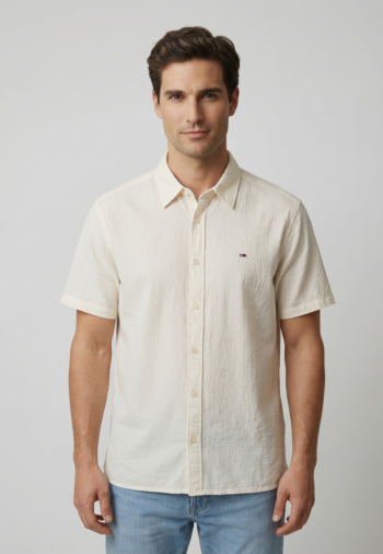 Chemise manches courtes tommy jeans reg seersucker ybh ancient white