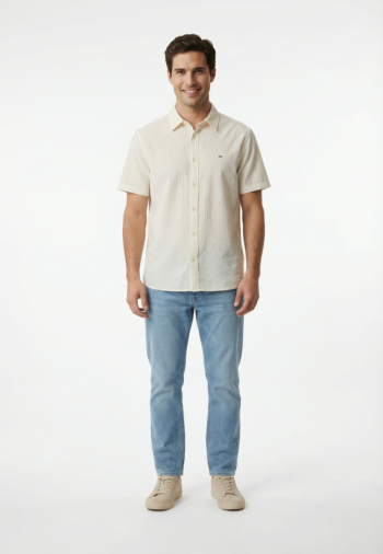Chemise manches courtes tommy jeans reg seersucker ybh ancient white