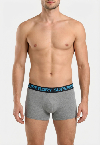 Calecons et slips superdry boxer triple pack k8s grey marl/neon