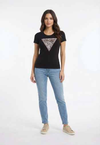 Tee shirt guess jeans zebra jblk jet black a996
