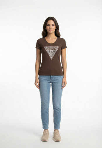 Tee shirt guess jeans zebra g1eb regal brown