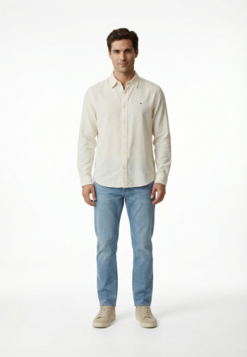 Chemise tommy jeans reg linen blend ybl ecru