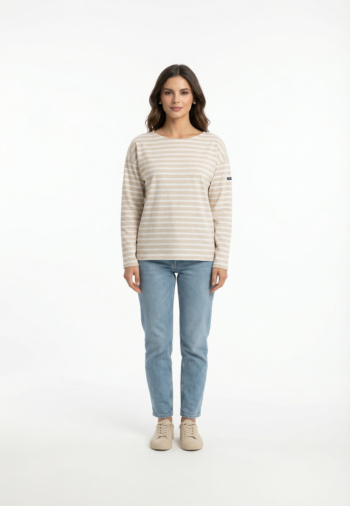 Tee shirt manches longues saint james minqu.drop ii naturel/neige