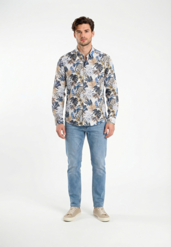 Chemise Benson & Cherry lazertron blanc-marine