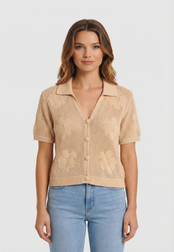 Gilets cardigans only celine ecru gold glitter/yarn cover button