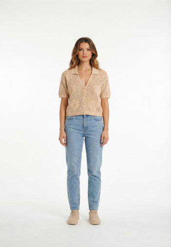 Gilets cardigans only celine ecru gold glitter/yarn cover button