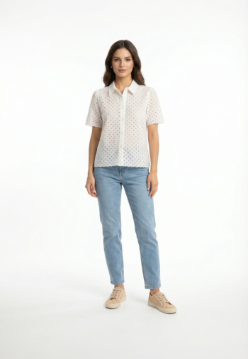 Chemisier manches courtes grace & mila waverine white