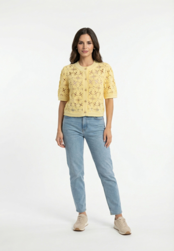 Gilets cardigans morgan 261-moniz jaune pastel