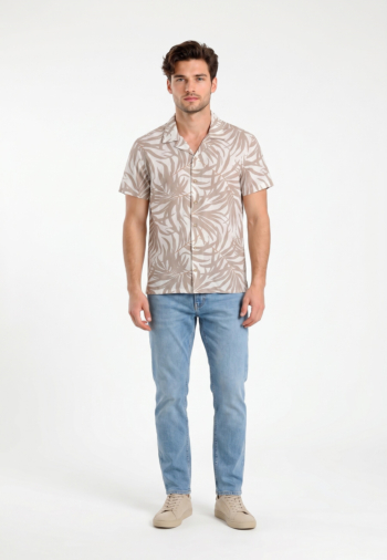 Chemise manches courtes Benson & Cherry loopexcourt beige